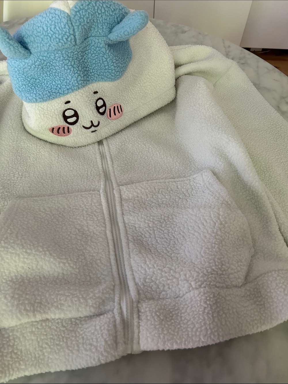 Chikawa Cute Sherpa Zip Hoodie with Cartoon Polar Fleece Hoodie